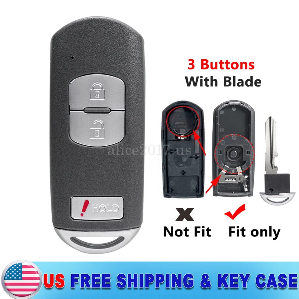 Capa estojo chaveiro controle remoto WAZSKE13D01 para MAZDA CX-5 CX-3 CX-9 SPEED 3 - Imagem 1 de 4