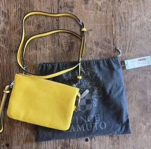 Vince Camuto Adjustable Strap Dandelion Yellow Gold Genuine Leather Crossbody - Picture 1 of 21