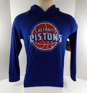 Mens Detroit Pistons Auth Blue Hoodie Sweatshirt Majestic NWT M 18S - Picture 1 of 6