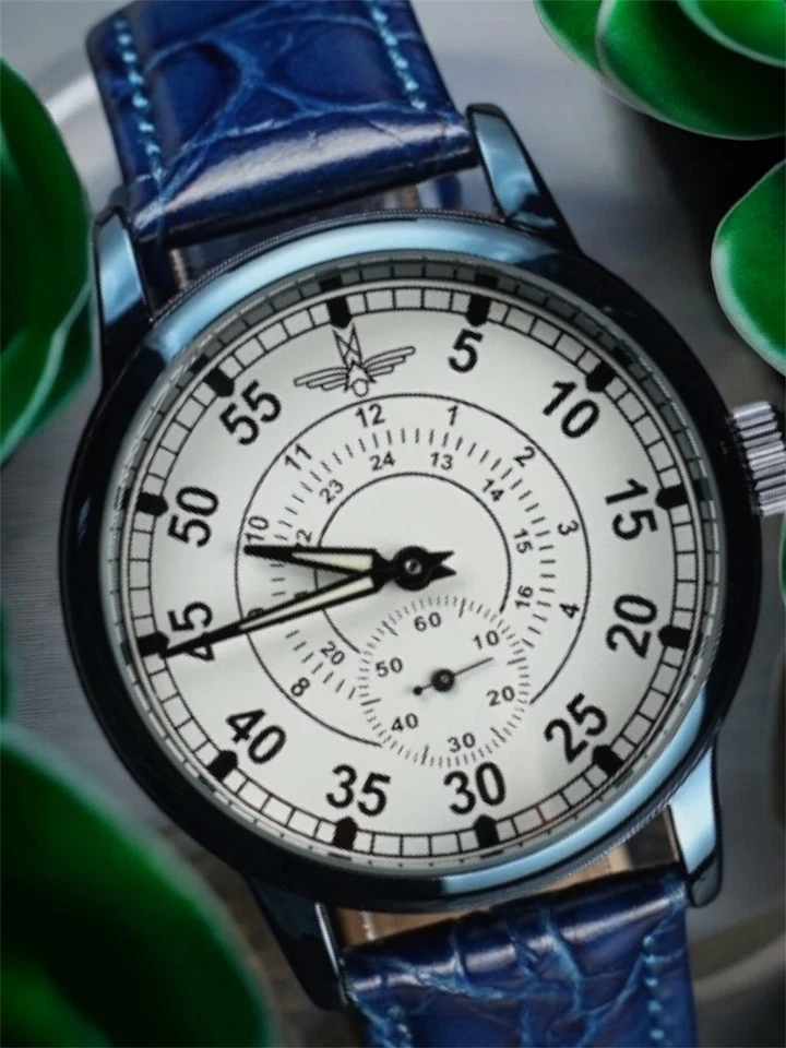 复古 Pobeda 手表 机械航空手腕 俄罗斯 苏联 Zim 罕见 男式 飞行员 — 第 1/4 张图片