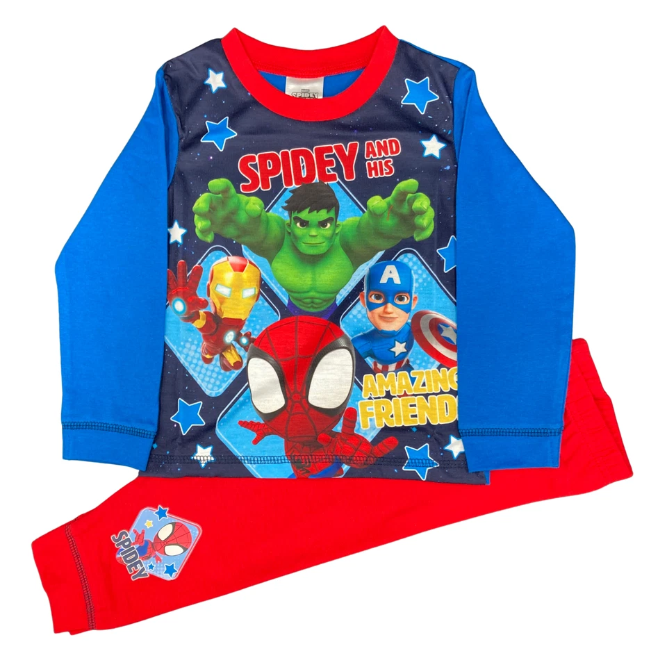Jungen Schlafanzug SPIDEY Spiderman Pyjama, Figur Nachtwäsche 2-5 Jahre