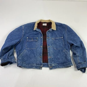 Giacca denim vintage Polo Ralph Lauren XL colletto velluto a coste foderata in flanella made in USA - Foto 1 di 14