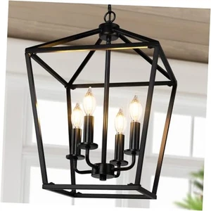 Bauernhaus Kronleuchter 4-flammig, schwarze Pendelleuchte für schwarz (mittel) - Bild 1 von 7