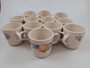 Set of 12 Corelle ABUNDANCE Coffee Cups Mugs Corning Fruit A40A Beige USA - Picture 1 of 8