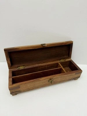 Antigua caja estacionaria de lápices de madera original antigua hecha a mano Foto 1 de 4