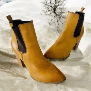 Corelli Chelsea Leather Boots Bootie Sz 42 Heels Tan Festival Boho *read* - Picture 1 of 14