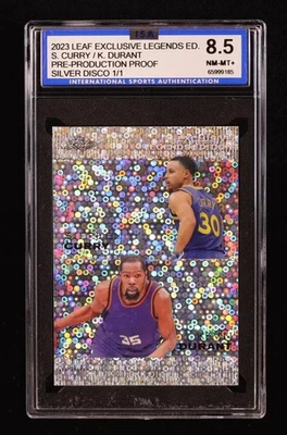 2023 CURRY DURANT LEAF EXCLUSIVE LEGENDS PRE PRODUCTION SILVER DISCO ISA 8.5 1/1 - image 1 of 2