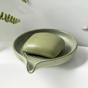 Soap Dishes, Ceramic Shower Soap Dish with Waterfall Design Bar Soap Holder S... - Picture 1 of 9
