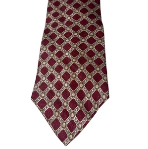Corbata Geoffrey Beene 100 % seda para hombre vino diamante verde geométrica 3,75 X 59" - Imagen 1 de 4