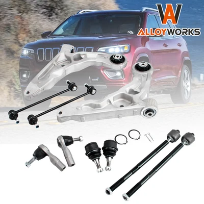 for 2014-2018 Jeep Cherokee FWD Front Lower Control Arms Sway Bars Tie Rods Kit Foto 1 de 4