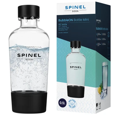 NEU Spinel Soda Wasserflasche 500ml Schwarz BPA-frei Sprudler Zubehör