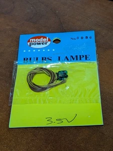 Model Power - HO Scale - #393G - 3.5V Grain Of Wheat Green Light Bulbs (3) - NOS - Picture 1 of 3