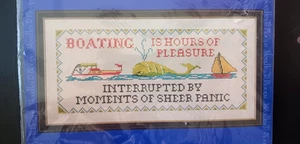 Needles N Hoops Boating Sailing Whale Humor Crossstitch Kit Sealed New - Picture 1 of 4