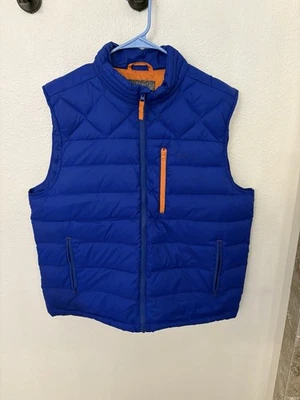 Orvis Trout Bum Duck Down Puffer Vest L Blue Orange Feather - Image 1 of 4