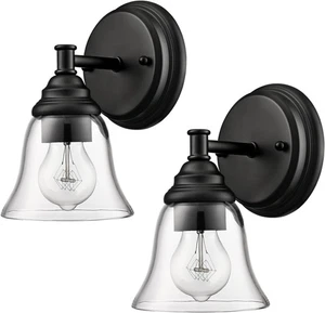 Moder 1-Light Black Wall Sconce Clear Glass Light Fixtures for Farmhouse - Picture 1 of 6