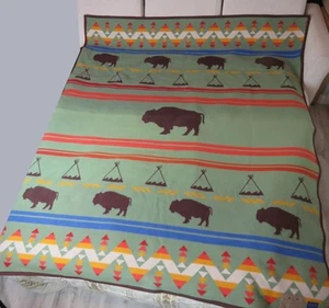 Copriletto Pendleton Bison Yellowstone Lanificio Coperta 77" Lungo x 62" Largo - Foto 1 di 16