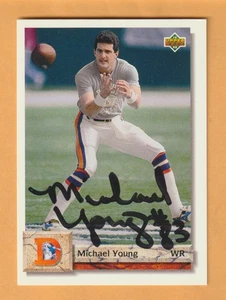 Michael Young Denver Broncos AUTO firmado 1992 cubierta superior UCLA Bruins - Imagen 1 de 2