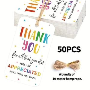 50 Dankeskarten Wertschätzung mit Seil 4 cm x 7 cm - Bild 1 von 6