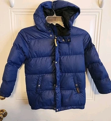 Ralph Lauren Boys Size 7 Puffer Hooded Coat Kentucky Blue Snap, Zip Front Pocket - Image 1 of 4