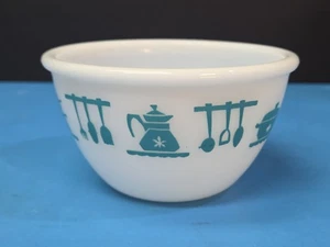 Vintage Hazel Atlas Küchenutensilien Türkis Milchglas Schüssel 4 3/4" - Bild 1 von 4