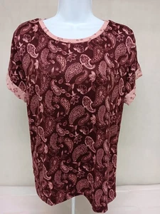 Lucky Brand Womens Large Purple Floral Paisley Top Soft Stretch - Picture 1 of 10