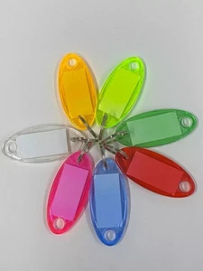 DUAL SCHLÜSSELANHÄNGER Ringschilder Kunststoff ID-Schilder Namensschild Schlüsselanhänger verschiedene Farben | 50 ETIKETTEN - Bild 1 von 11