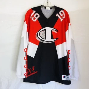 Champion Jersey Shirt Mens Large Black Red White King Of Sweatshirts Graphic VTG - Picture 1 of 11