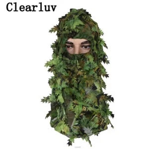 Camouflage Leafy Hat 3D Full Face Mask Headwear Camo Hunter Hunting Accessories - Picture 1 of 28