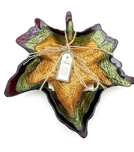 Turkish Glass Thanksgiving Decor Platters Leaves Dessert Plate Set Of 3 Option 3 - Picture 1 of 6