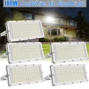 5Pack 100W LED Flood Light Super Bright Outdoor Stadium Lights Outdoor Lighting - Picture 1 of 8