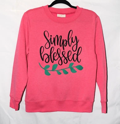 Bobbie Brooks Ladies Sweatshirt "Simply Blessed" Size M Pink Soft Cozy Comfort - Image 1 of 4
