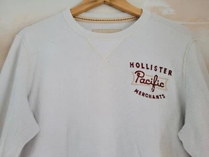 Hollister Men's cream waffle long sleeve top Medium Pacific Merchant Surf Beach - Picture 1 of 8