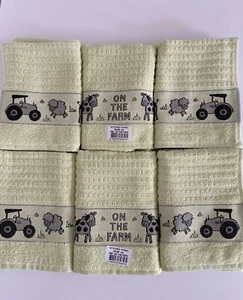 Pack de 6 Toallas de Té de Mano de Cocina 'On The Farm' Verde 100% Algodón 50cm x 65cm - Imagen 1 de 1