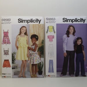 Simplicity Sewing Patterns Lot of 2 S9560 & S9863 Girls Dresses, Blouses, Skirts - Picture 1 of 4