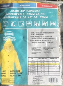 Boss Yellow PVC Coated Rayon Rain Jacket Size Large Camping Hiking Farming - Picture 1 of 3