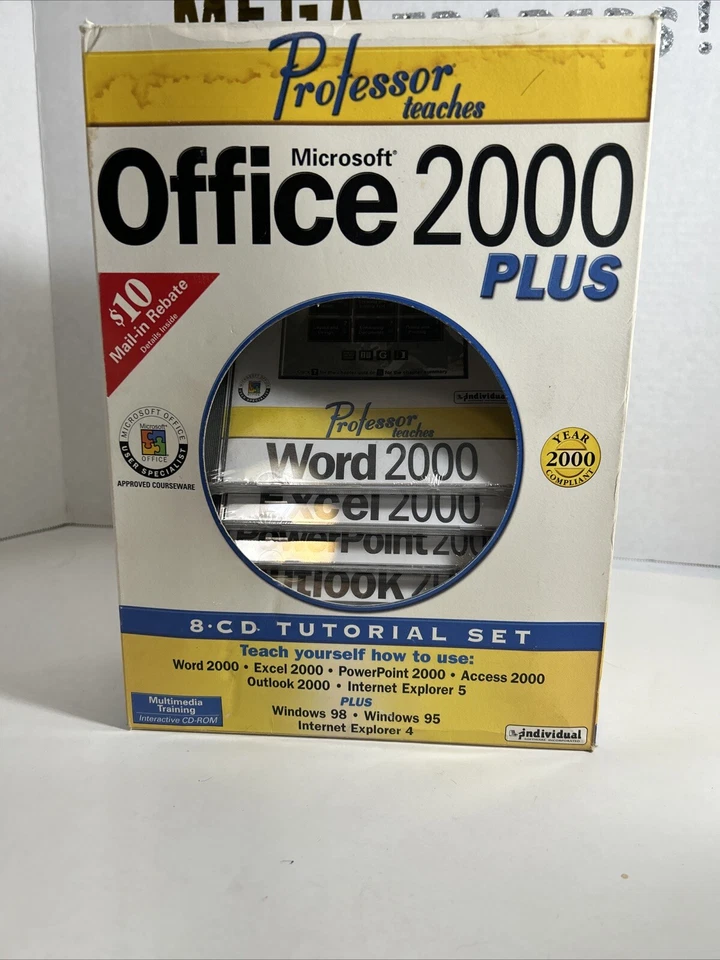 Microsoft Office 2000 PLUS - Professor Teaches - Juego de 8 CD NUEVO NOS Foto 1 de 4