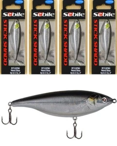 (4) Sebile Stick Shadd 90 Floating 3 1/2" Jerkbaits 1/2 Oz Natural Shiner New - Picture 1 of 4