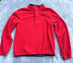 Nike Quarter zip Fleece Pullover Youth Large Bright Red - Picture 1 of 9