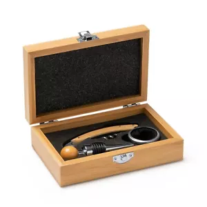 Set da vino con accessori in acciaio e scatola in Bamboo, idea regalo elegante - Foto 1 di 4
