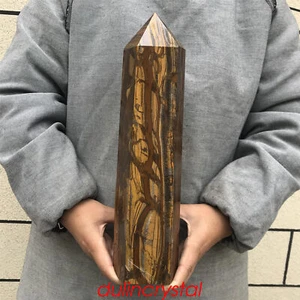 7.28LB Natural Tiger eye Obelisk quartz crystal Wand Point Decor Reiki specimen - Picture 1 of 12