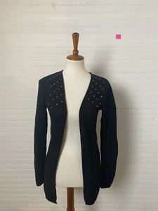 Xhilaration Black Crochet Juniors Open Front Cardigan Size S - Picture 1 of 7