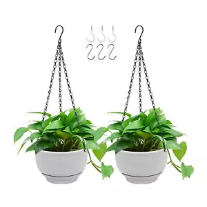 2 Pack Plastic Hanging Planter Self Watering Basket Hanging Flower Pot - Picture 1 of 37