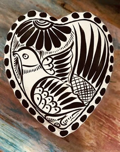 New Handmade Ceramic Folk Art Container with Lid Jewelry Trinket Storage Gift - Picture 1 of 4