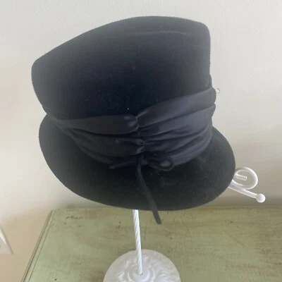 Sombrero de piel importado de terciopelo negro vintage modos Bernallen talla mediana Foto 1 de 4