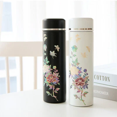 Laca incrustada com copo de aço inoxidável madrepérola 500ml #Peônia Coreia - Imagem 1 de 4