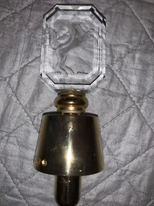 MCM HORSE Hans Turnwald CRYSTAL Glass Wine Bottle Stopper ETCH SIGNED EQUESTRIAN - Picture 1 of 6