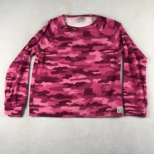 Lucky Brand Sweater Girls Large Pink Camouflage Pullover Crew Neck Lightweight - Picture 1 of 9