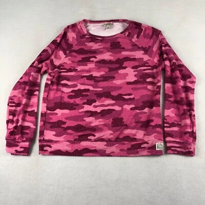 Lucky Brand Sweater Girls Large Pink Camouflage Pullover Crew Neck Lightweight - Image 1 of 4