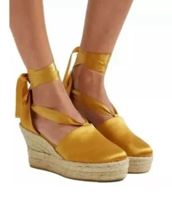 Tory Burch Elisa Wedge Espadrille Golden Fry Size 6 - Image 1 of 4