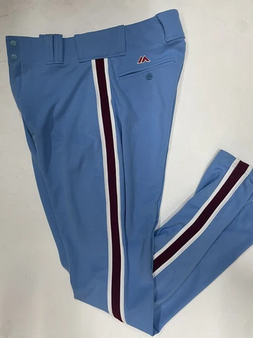 PHILADELPHIA PHILLIES  GAME USED AUTHENTIC MAJESTIC BASEBALL PANTS BLUE 34x35 Cover